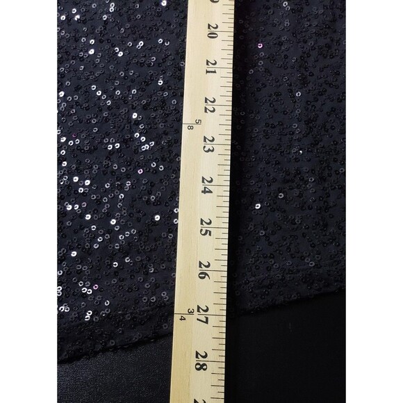 Eileen Fisher Blouse Top 2X Black 100% Silk Sequin Asymmetric Hem Party Holiday - Picture 7 of 7